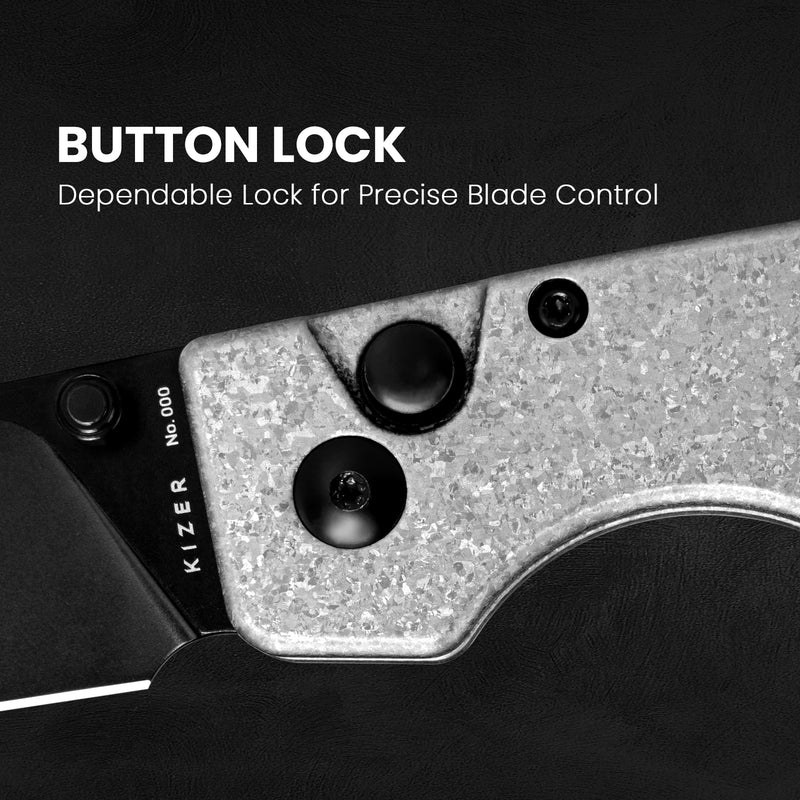 Kizer Original(XL) S35VN Blade Button Lock Titanium Handle Ki4605A2 (3.27" Black)
