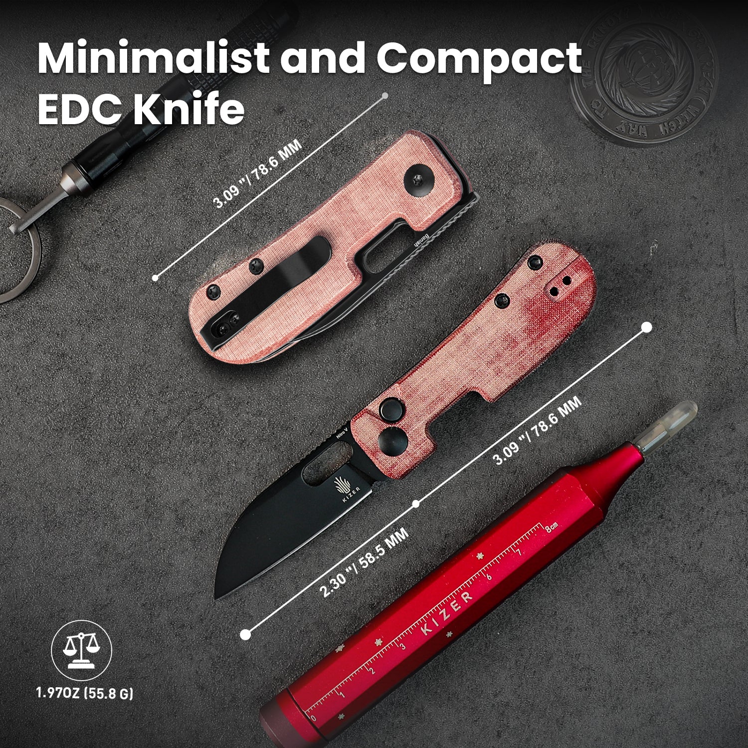 Banish 2.30 inch Nitro V Blade Micarta Handle V2676A4-kizer – Kizer