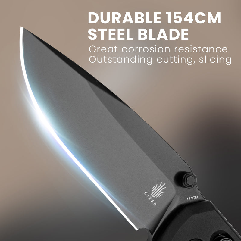 Kizer Sub-3 OBK 154CM Blade Clutch Lock Aluminium Handle V3650C1 (2.94" Black)