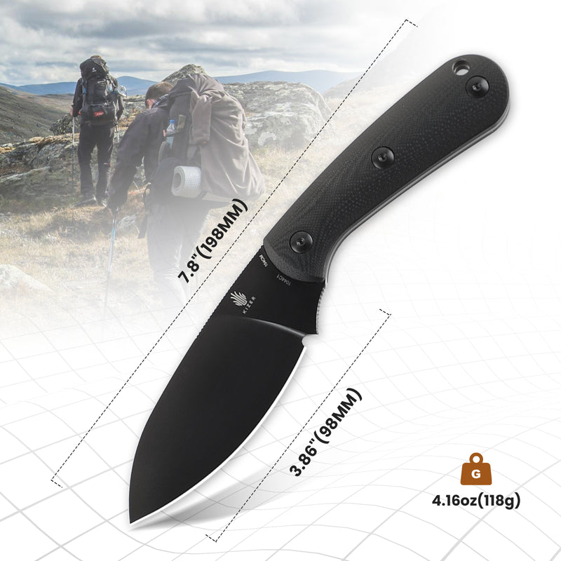 Kizer Baby Fixed Blade Knife Black G-10 1044C1 (3.85" Black)