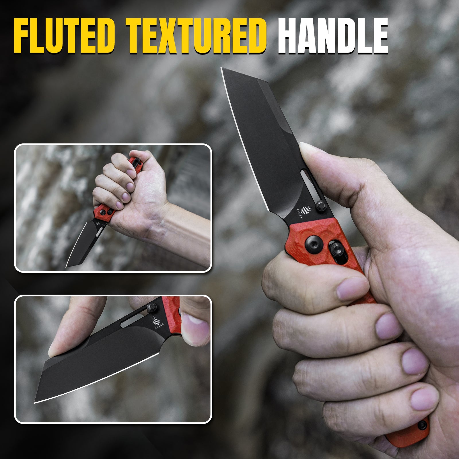 Task 3.04 inch NitroV Blade Clutch Lock Red G10 Handle V3641A2-Kizer