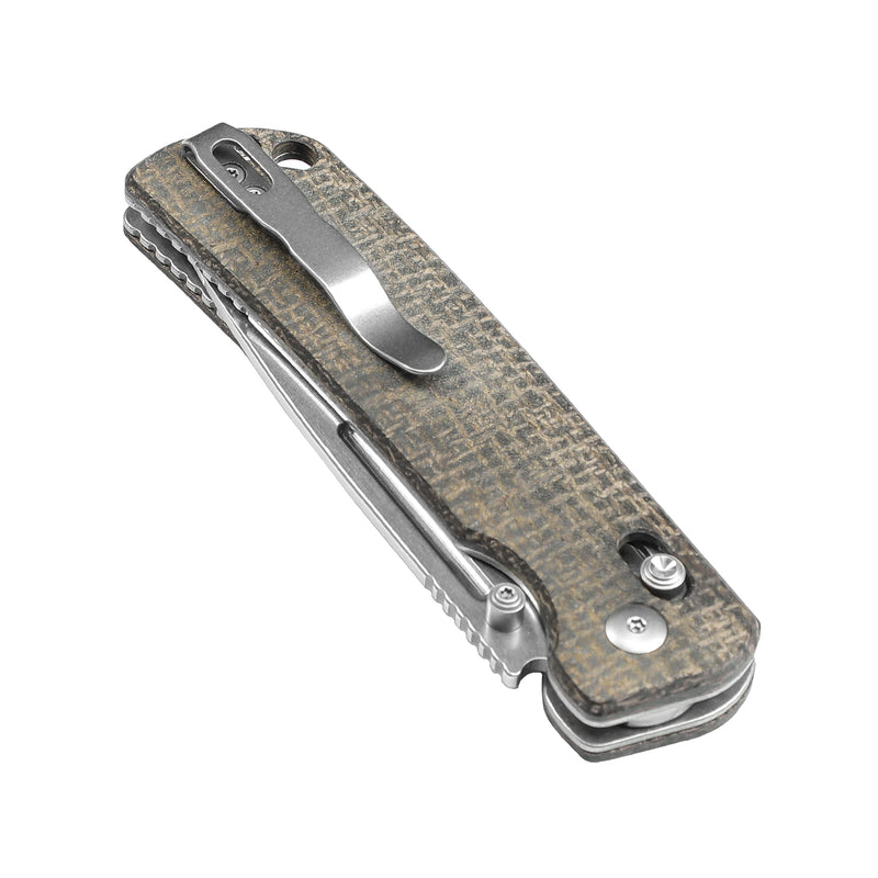 Kizer 154CM Blade Clutch Lock Micarta Handle V4481C2 (3.31" Stonewash)