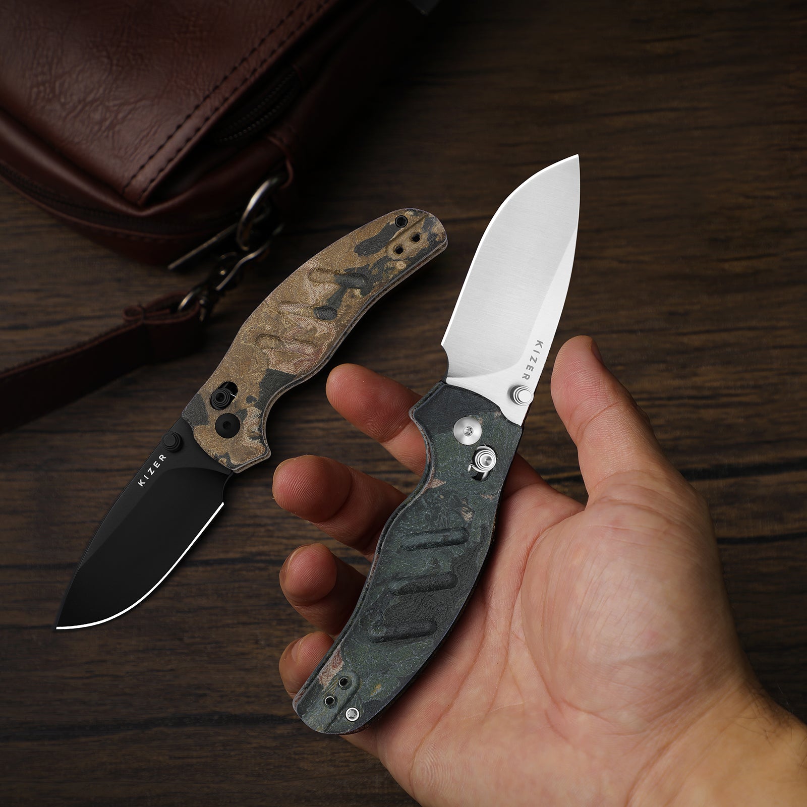 Sheepdog® C01C 2.9 BS | Current Micarta (Black Burlap) | Kizer Button Liner Lock™ | Nitro-V | KizerV™ 3488.29BSA5
