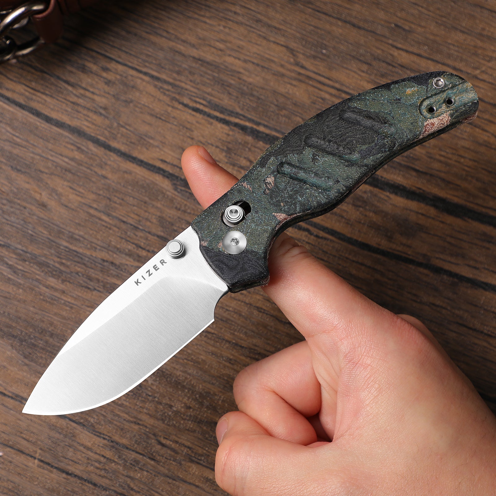 Sheepdog® C01C 2.9 BS | Current Micarta (Black Burlap) | Kizer Button Liner Lock™ | Nitro-V | KizerV™ 3488.29BSA5