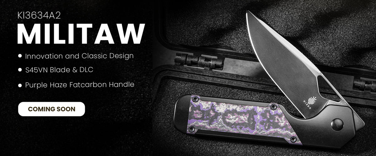 Exclusive Kizer EXTRA Mini Paragon Folding Knife Black/Red Damascus G10  Handle 3V Tanto Plain Edge