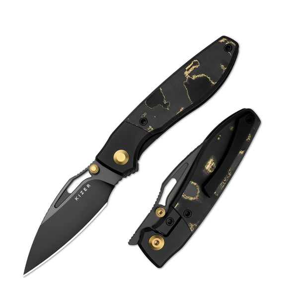 Pre-Order | Shrike | S45VN | Titanium & Fat Carbon Camo Gold | Matte DLC Ultra | Front Flipper | Ki3746A2