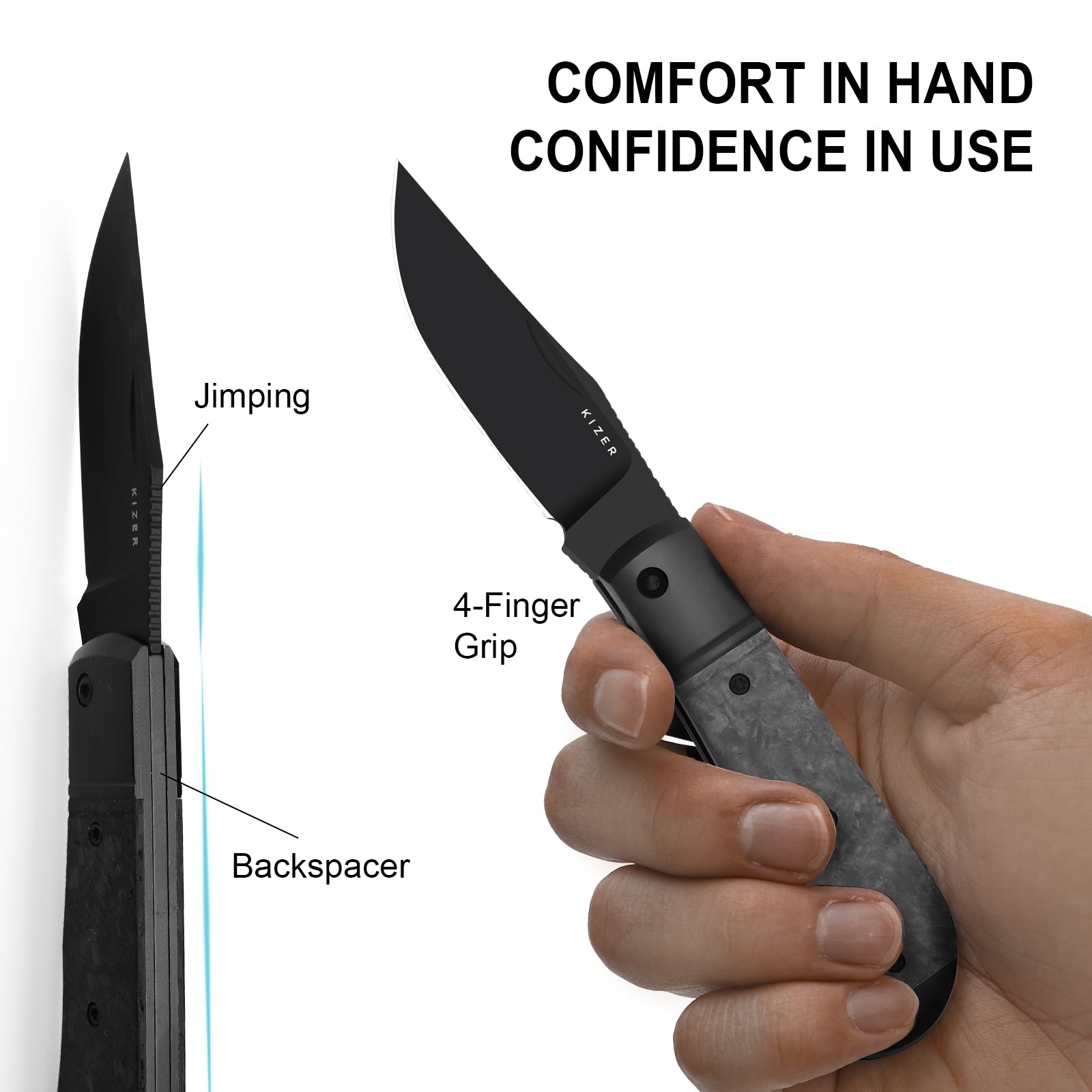 Trestle 2.9 inch S45VN Titanium & Carbon Fiber Ki3761A1-Kizer