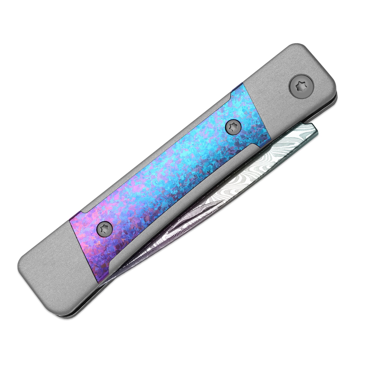 Little Grand 2.5 inch Rainbow Damascus Aluminum & Crystallized