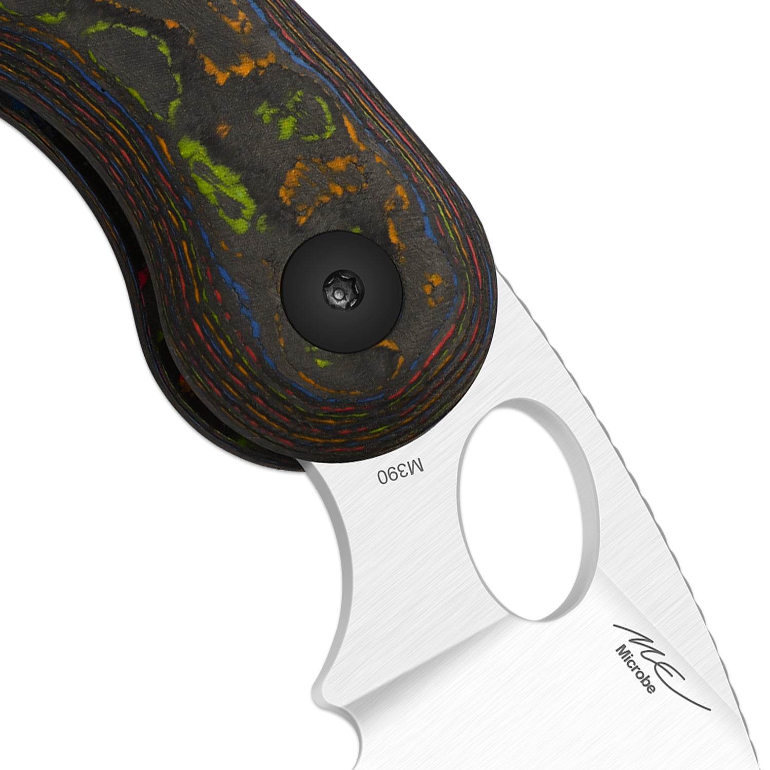 Microbe™ | Kizer Button Liner Lock™ | M390 | Camo Carbon 80's | KizerB™ 2742A1