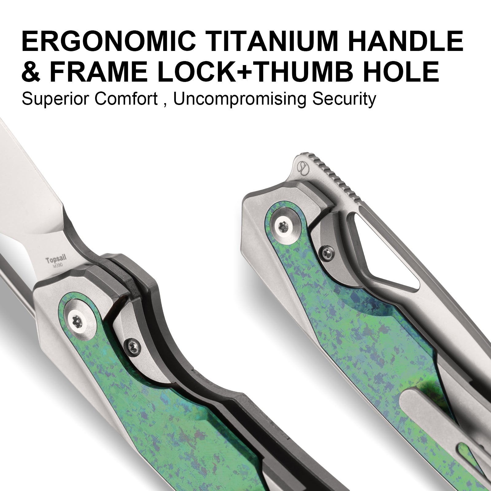 Topsail 3.1 inch M390 Titanium & Crystallized Titanium Ki3735A4-Kizer