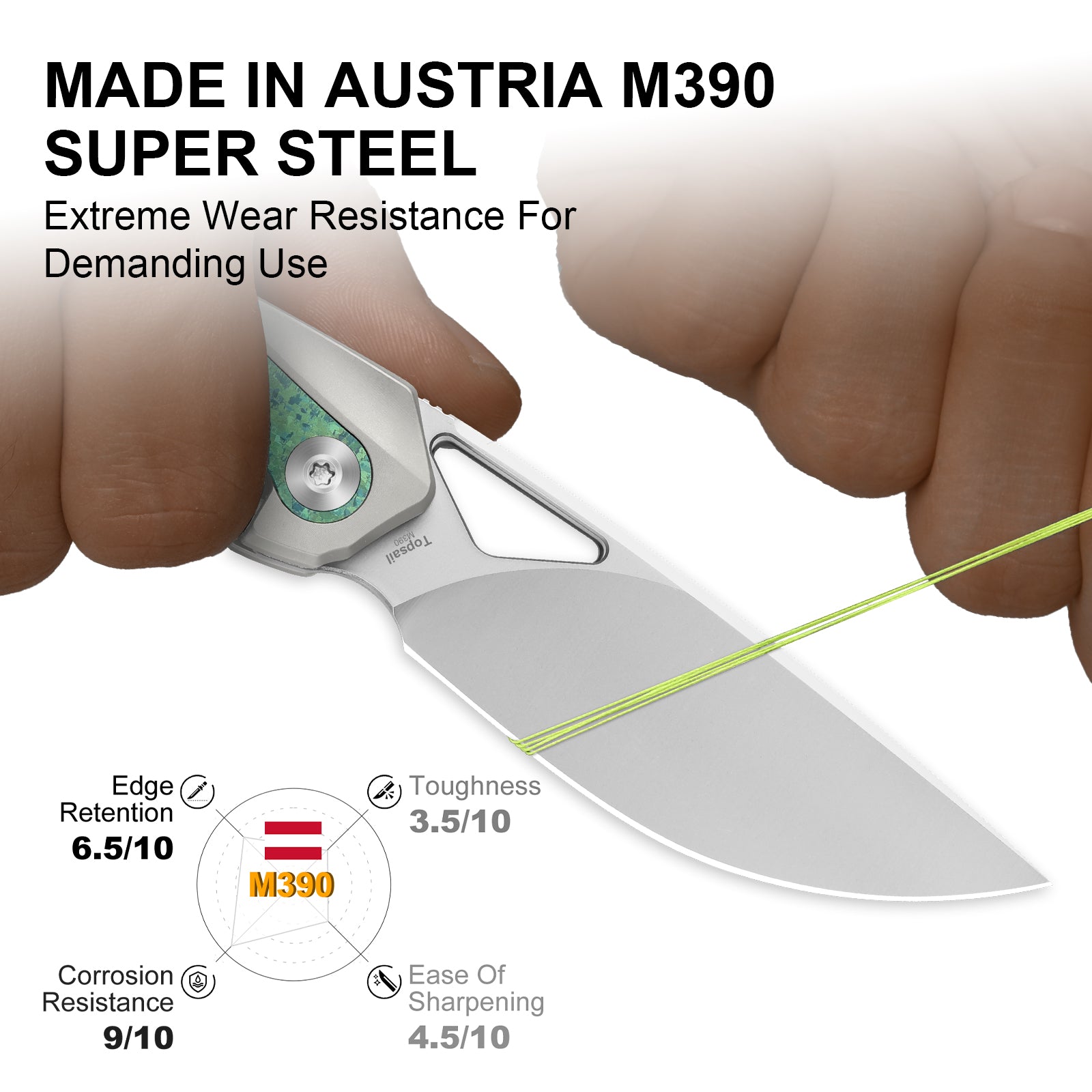 Topsail 3.1 inch M390 Titanium & Crystallized Titanium Ki3735A4-Kizer