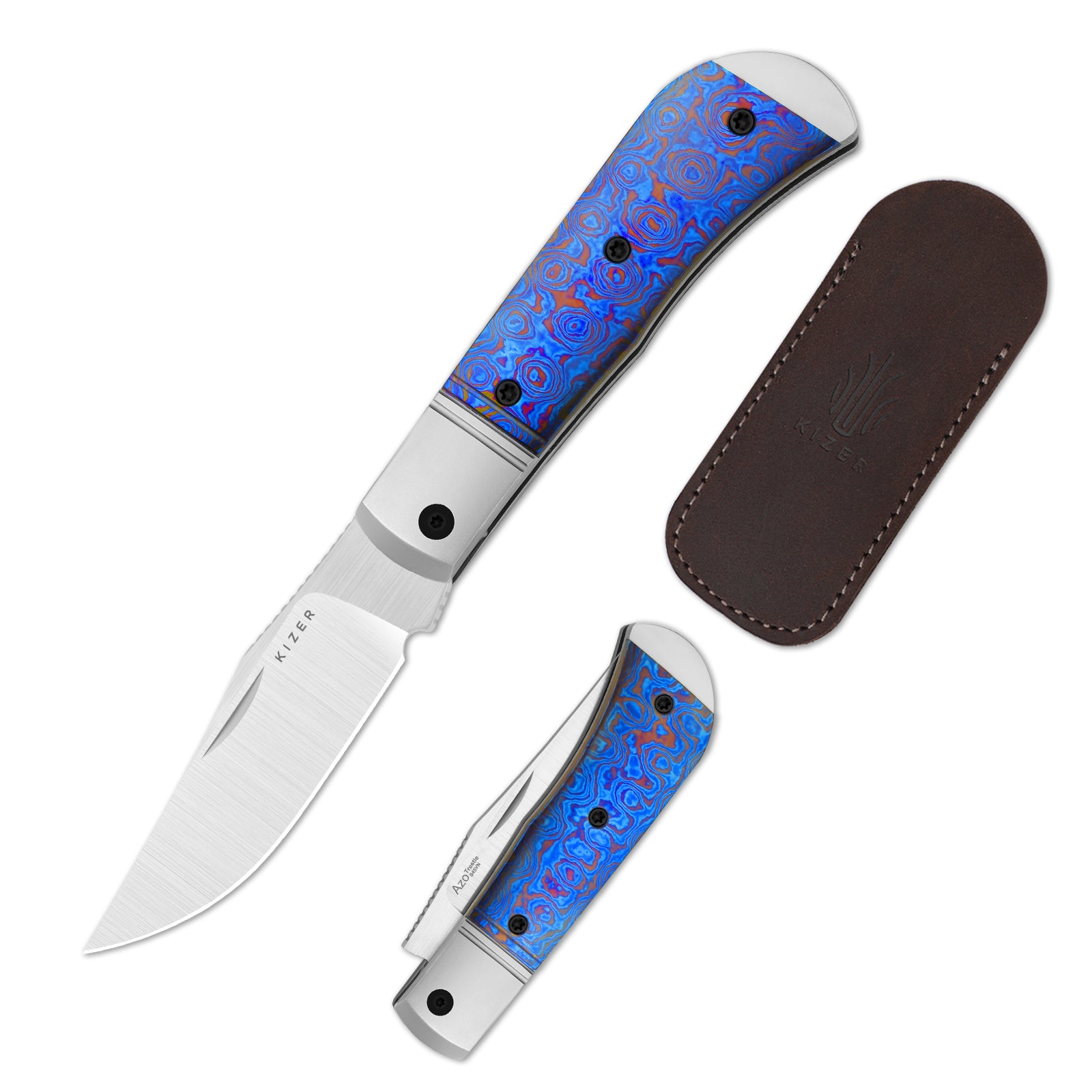 Trestle 2.89 inch S45VN Titanium & Timascus Ki3761A5-Kizer