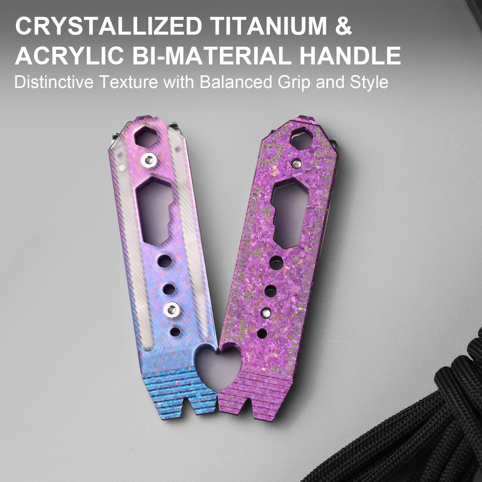 Kizer Crystallized Titanium & Acrylic EDC Multi-Functional Tools Purple Pac-Bar