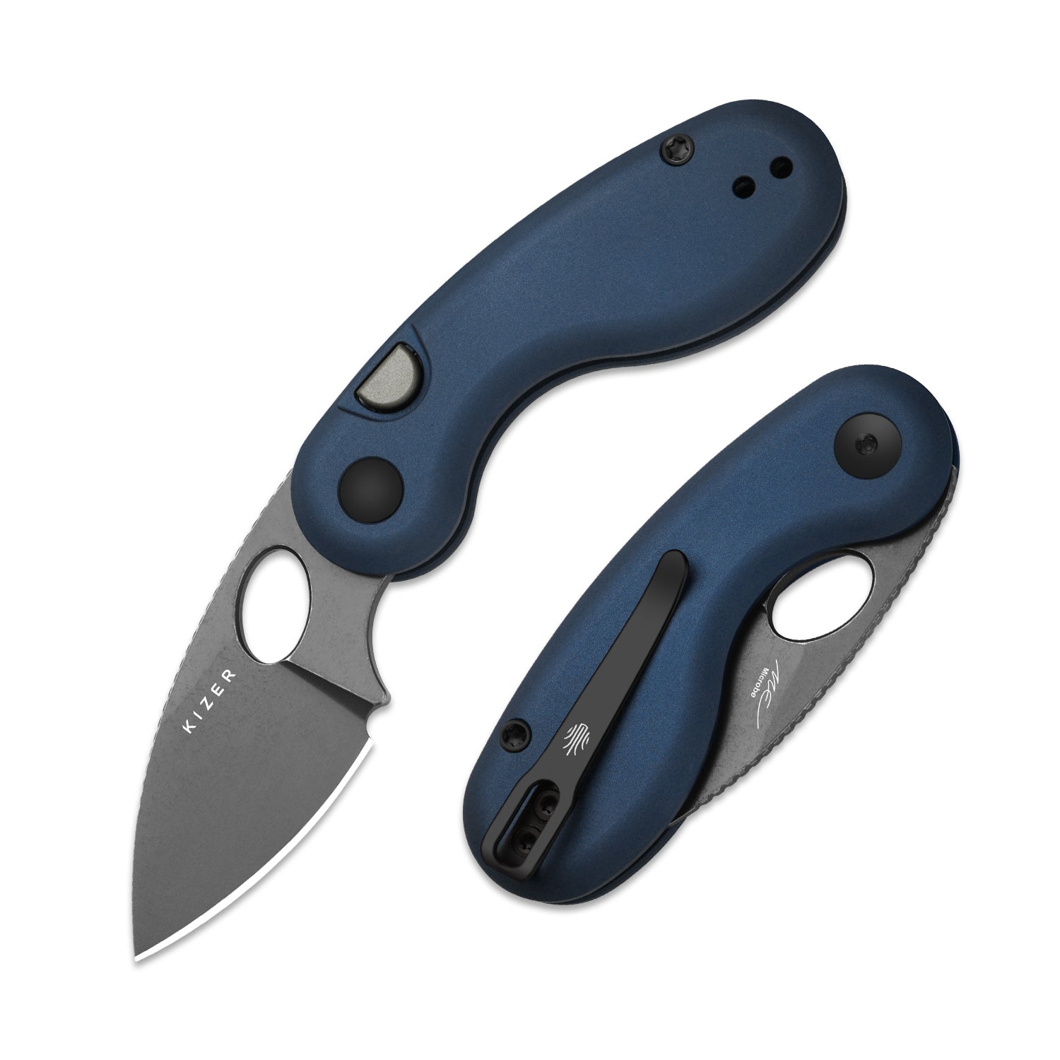 Microbe™ | Kizer Button Liner Lock™ | 14C28N | Aluminum | KizerV™ 2742A1