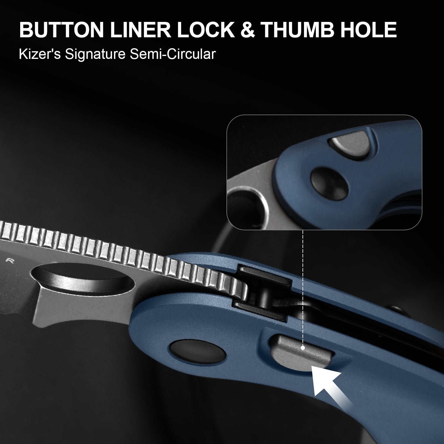 Microbe™ | Kizer Button Liner Lock™ | 14C28N | Aluminum | KizerV™ 2742A1