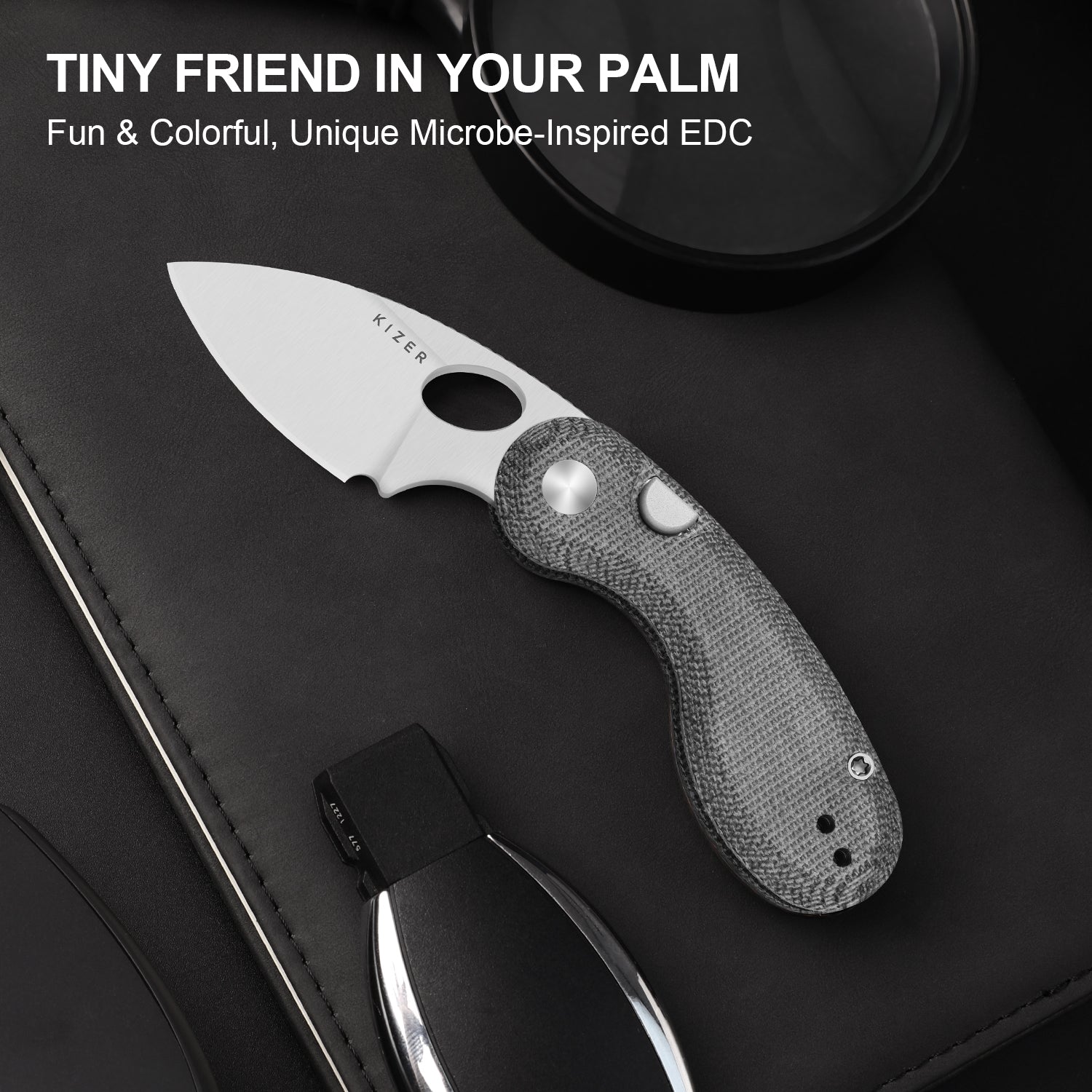 Microbe™ | Kizer Button Liner Lock™ | Norplex UltreX™ Micarta | 14C28N | KizerV™ 2742A2