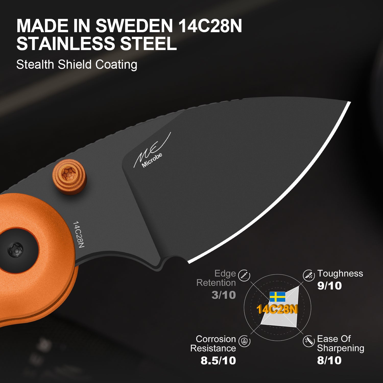 Microbe™ | Kizer Button Liner Lock™ | 14C28N | Aluminum | KizerV™ 2742A3