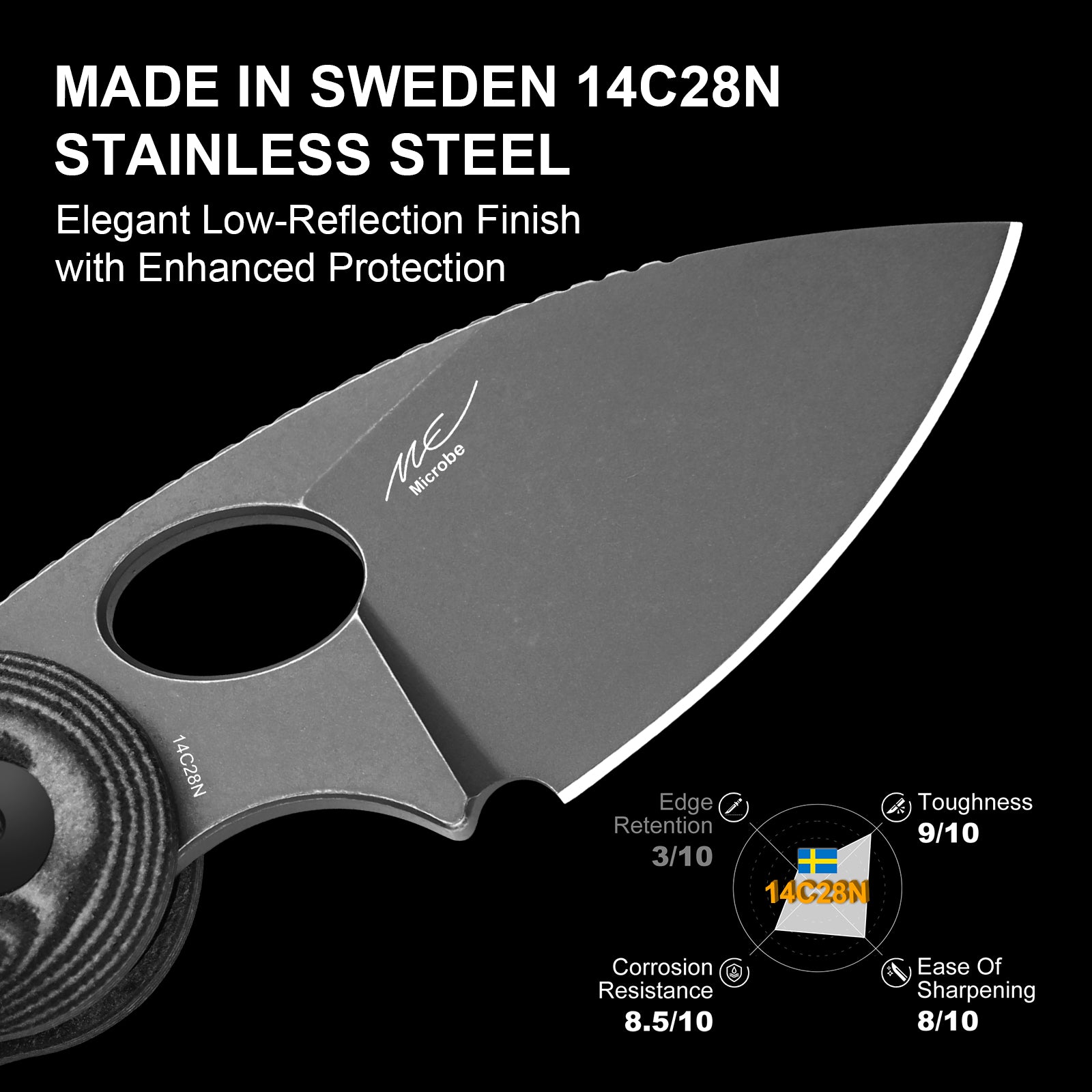 Microbe™ | Kizer Button Liner Lock™ | Micarta With Vortex Pattern | 14C28N | KizerV™ 2742A5