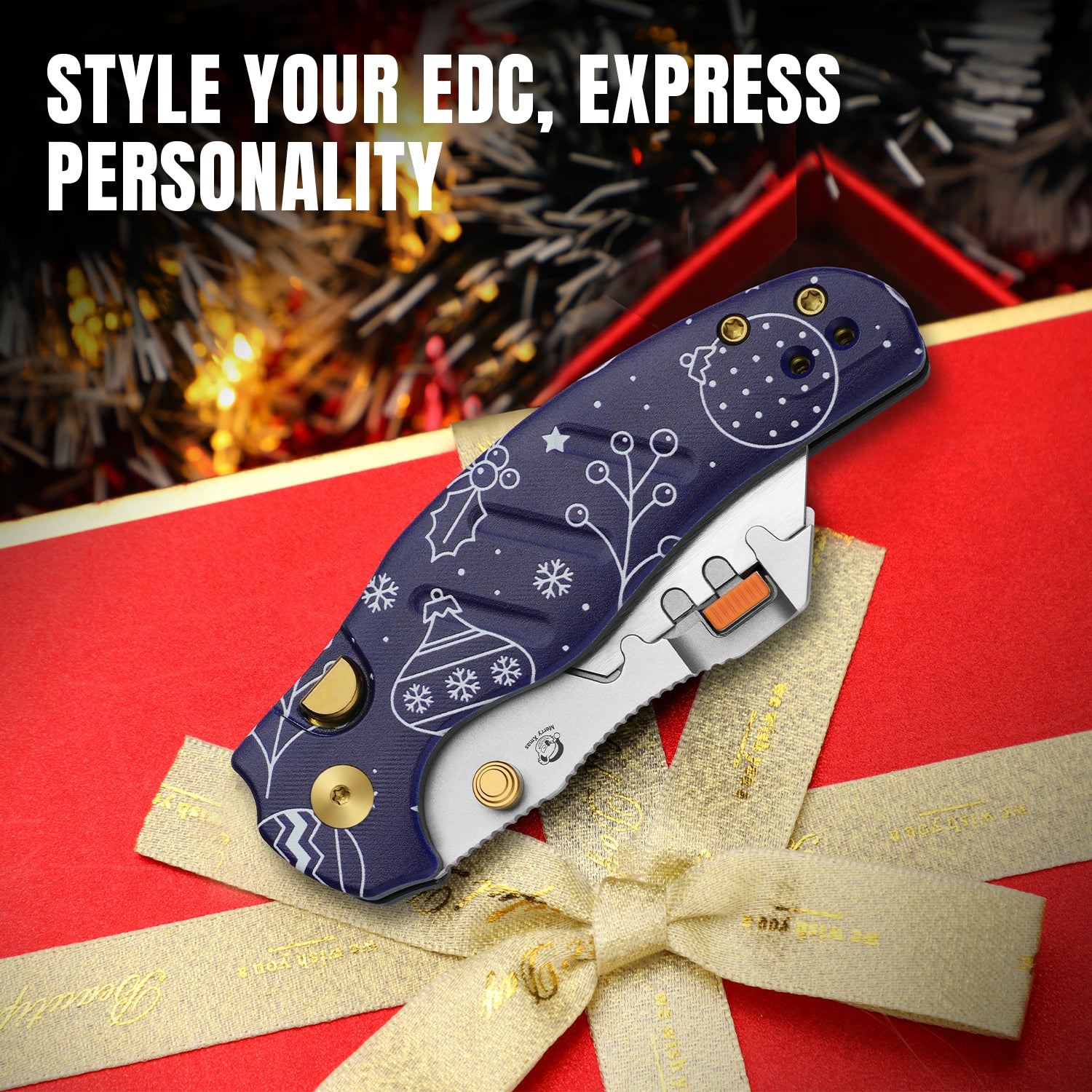 Merry Christmas | Sheepdog® C01C 2.9 | Kizer Button Liner Lock™ | Utility Knives | KizerV™ 3488.29JMC2 | Limited