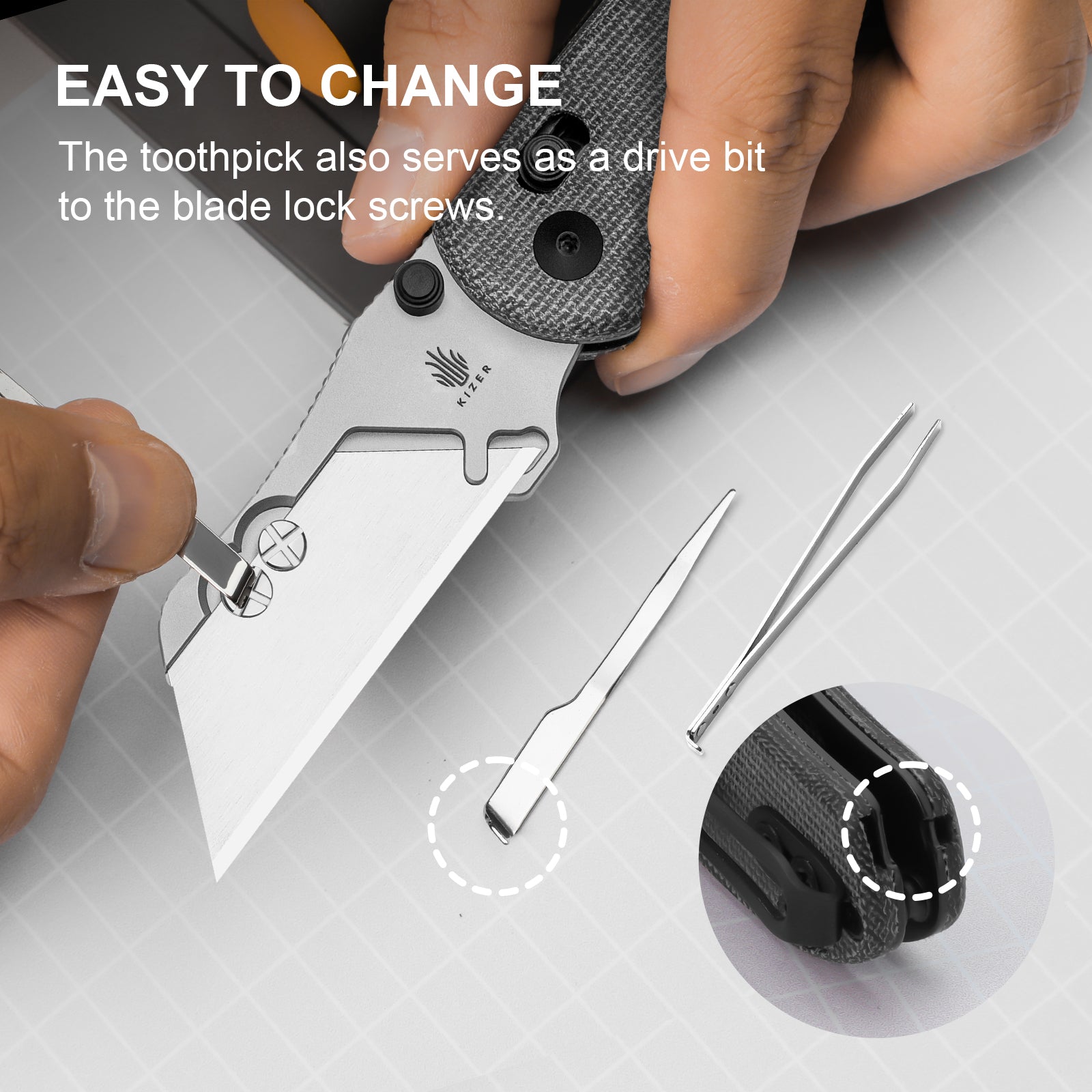 Uti BEAR 1 - 2.74 inch SK5 & 5Cr15 Micarta V3619JA3-Kizer