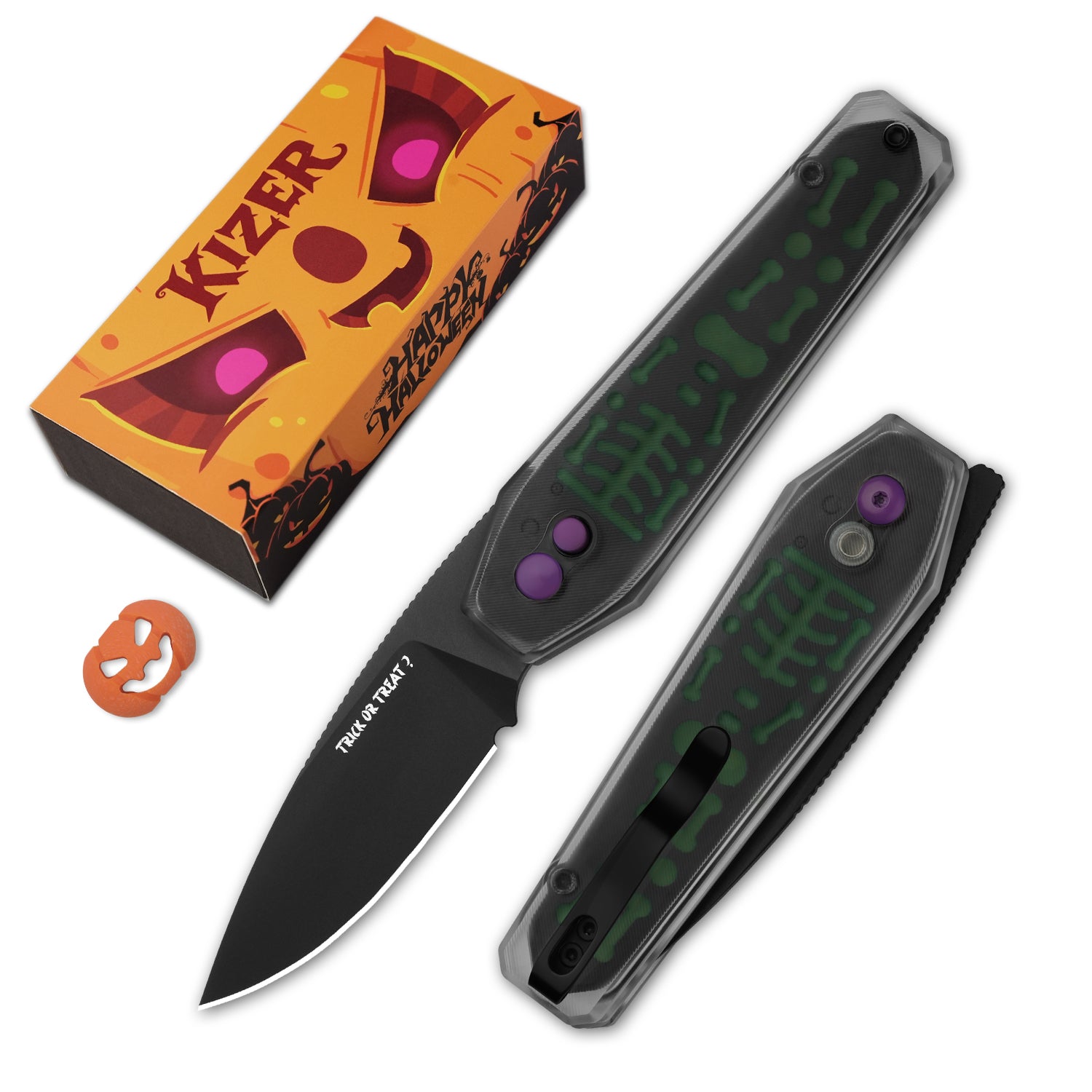Krv Kizer Original 2 Folding Knife Purple/Orange G10 Handle