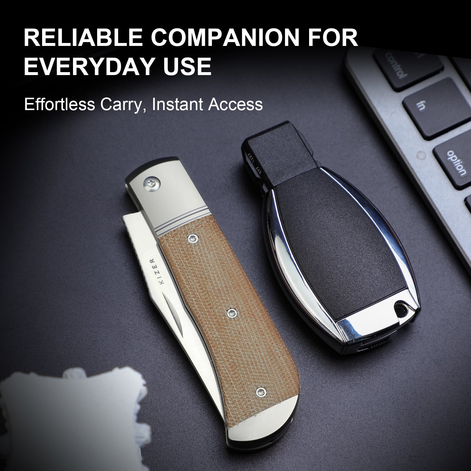 Trestle 2.9 inch 14C28N Titanium & Micarta V3761A1-Kizer