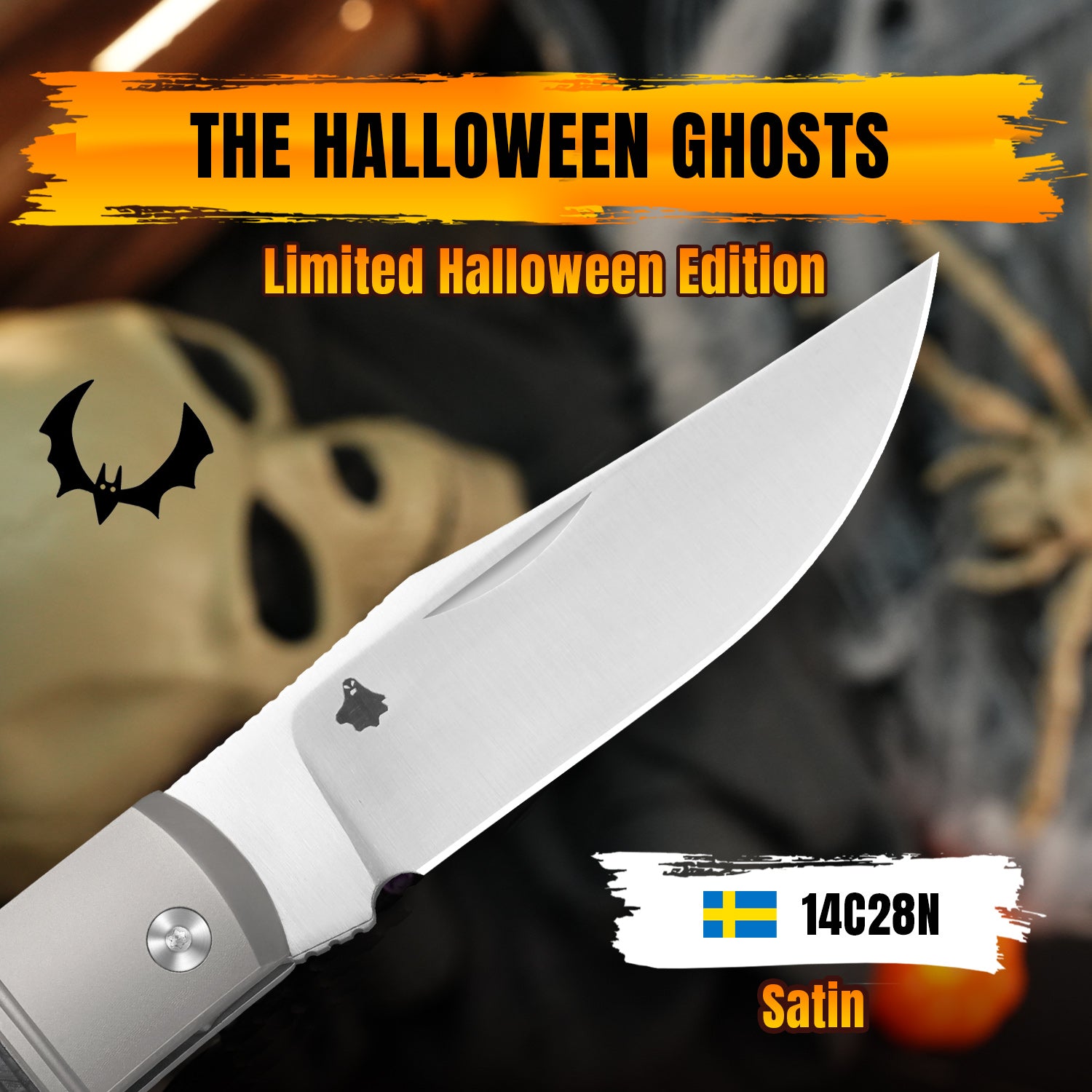 Halloween 2.89 Inch Trestle 14C28N Titanium & Carbon Fiber