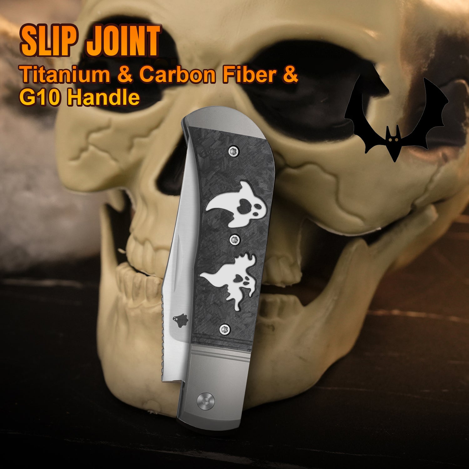 Halloween 2.89 Inch Trestle 14C28N Titanium & Carbon Fiber