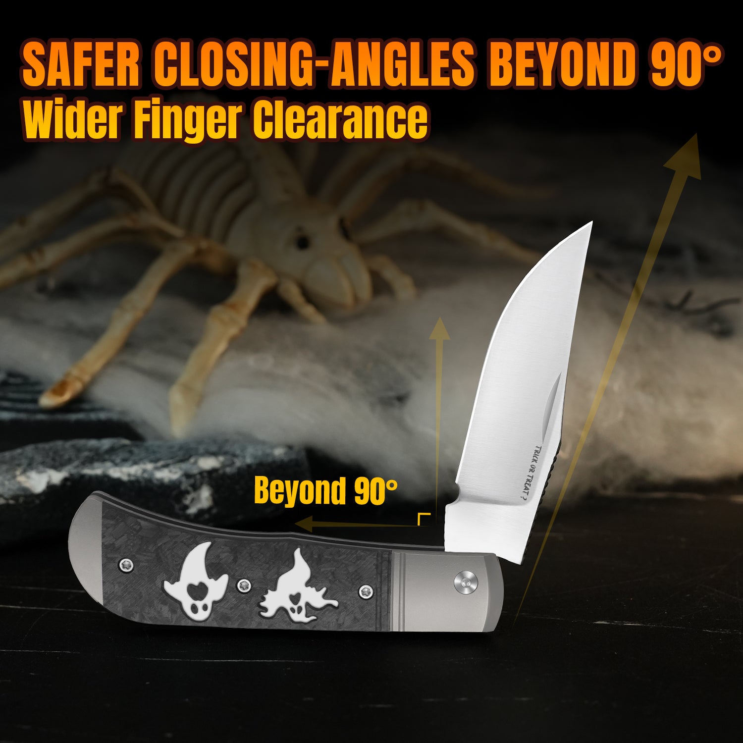 Halloween 2.89 Inch Trestle 14C28N Titanium & Carbon Fiber