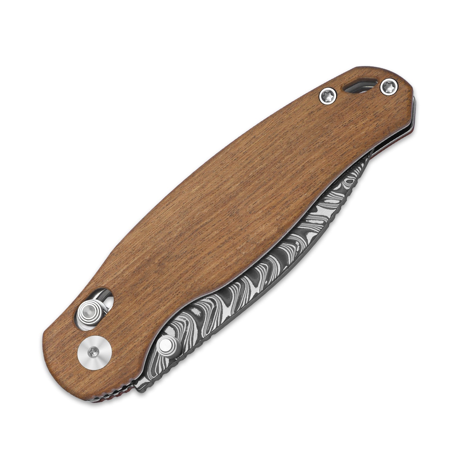 Phoca CD | Kizer Clutch Lock™ | Acid Damascus | Mkuruti Wood | KizerV™ 3781CDA3
