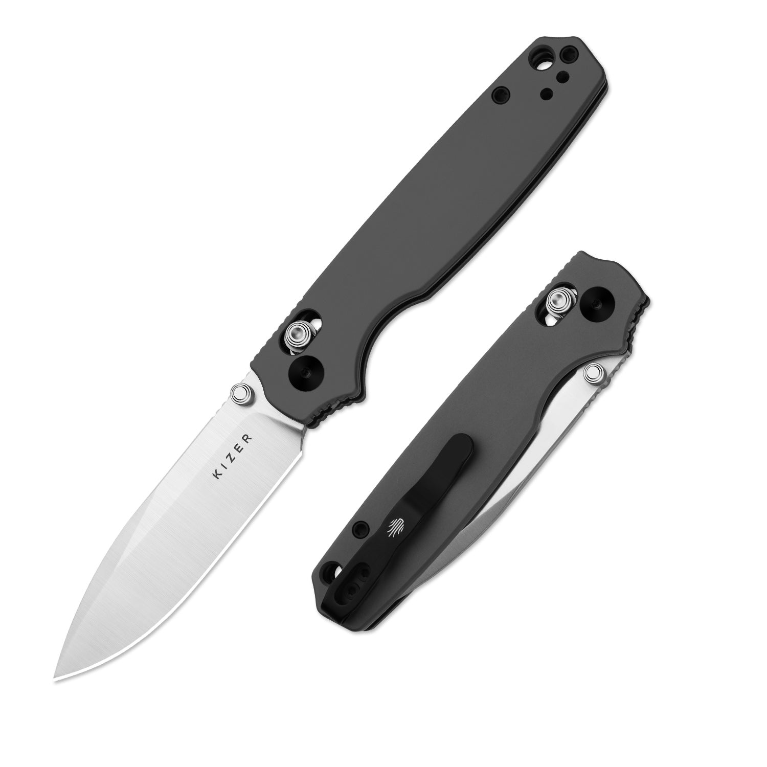 Pokiman CD | Kizer Clutch Lock™ | Drop Point | Four-Finger Full Grip | Aluminum | KizerV™ 3789A2
