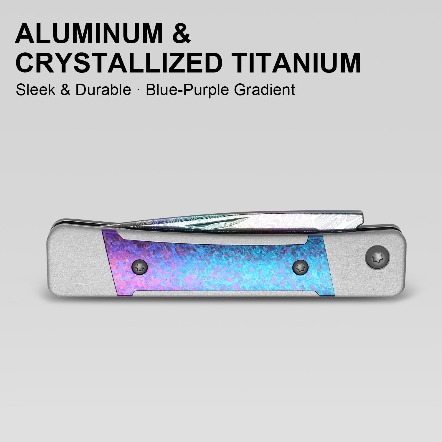 Little Grand 2.5 inch Rainbow Damascus Aluminum & Crystallized