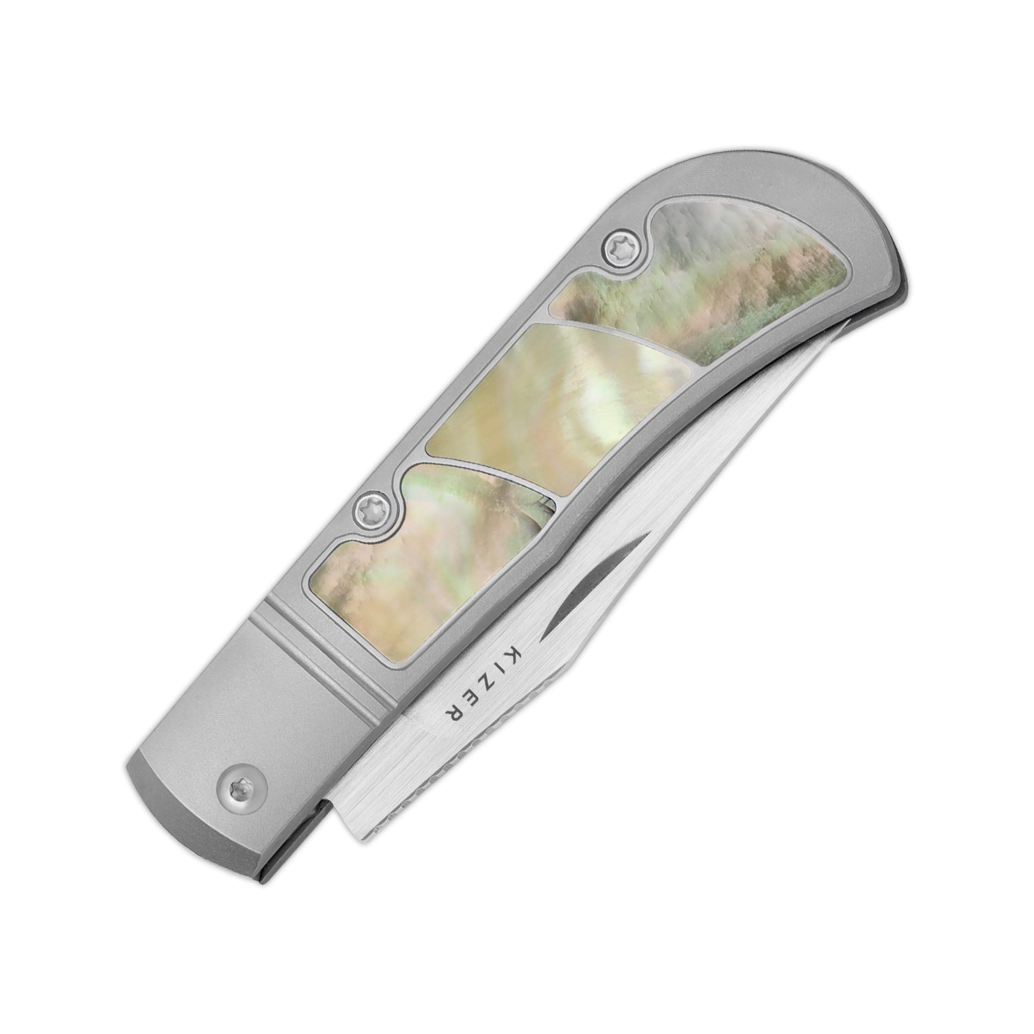 Trestle 2.9 inch S45VN Titanium & Mother of Pearl Ki3761A3-Kizer