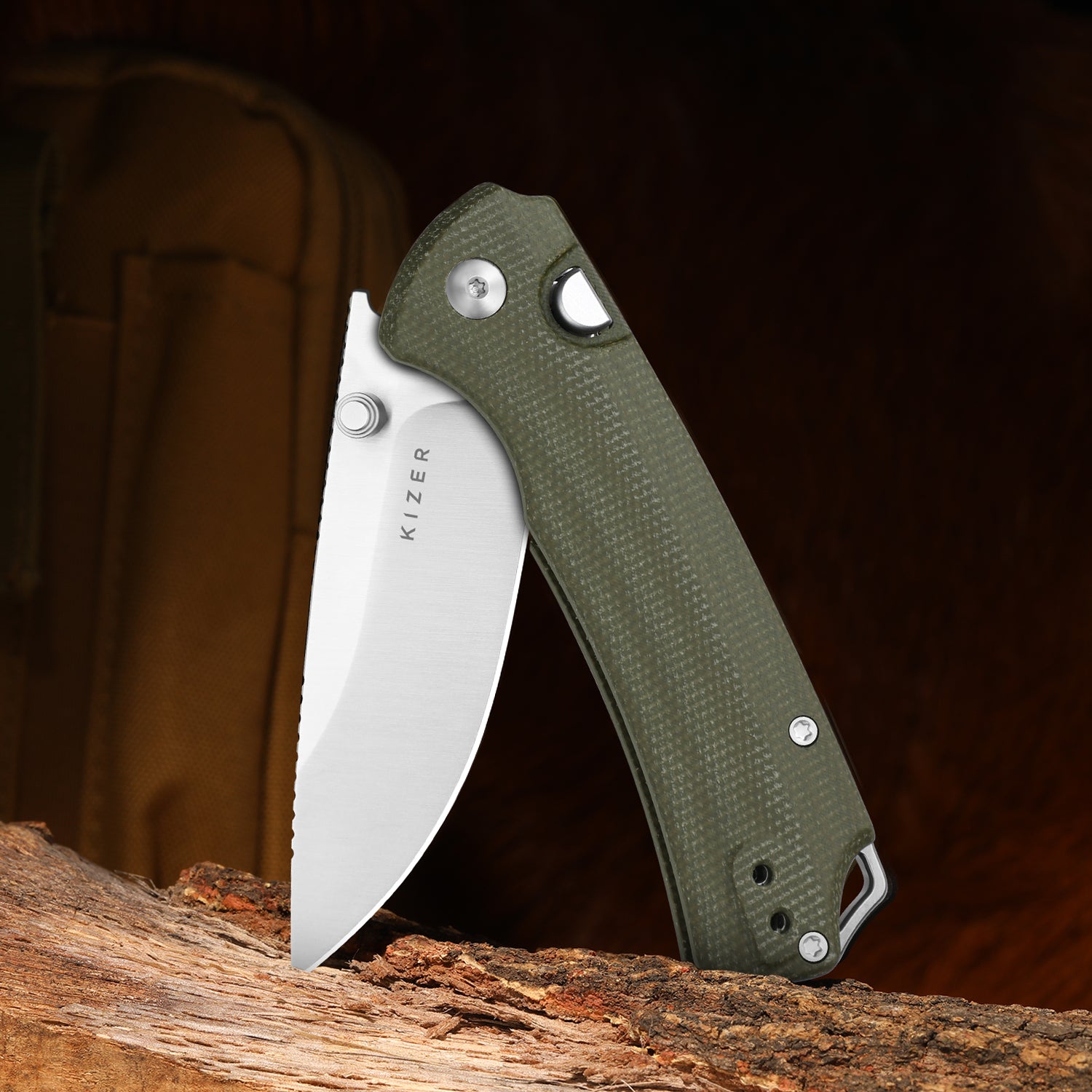 T1 BD | Button Liner Lock™ | Nitro-V | Micarta | KizerV™ 3490.2BA1