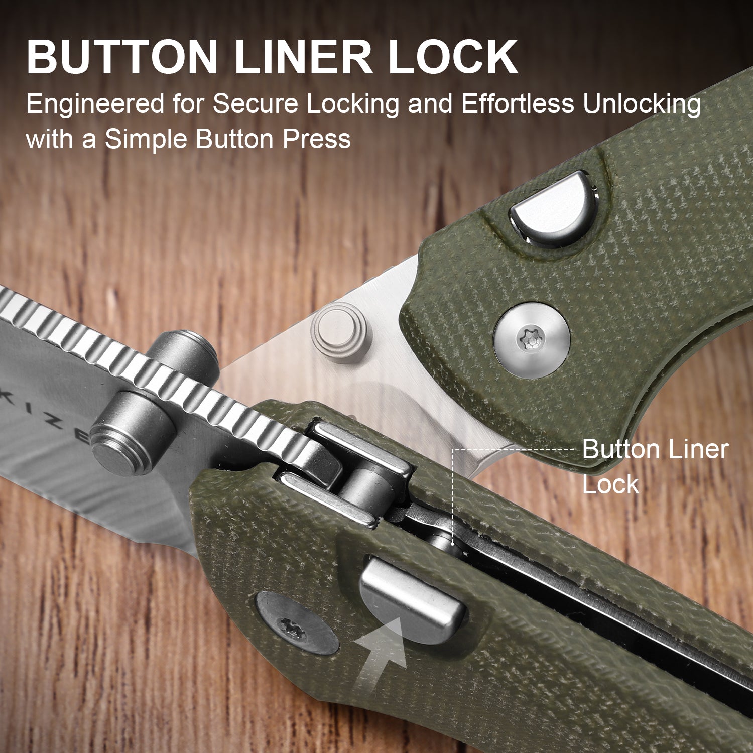 T1 BD | Button Liner Lock™ | Nitro-V | Micarta | KizerV™ 3490.2BA1