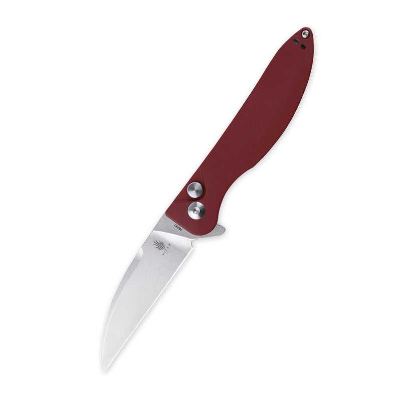 Kizer Swaggs Swayback Button Lock Knife Red Micarta V3566N4 (2.99" SW)