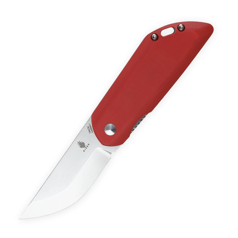 Kizer Michael Pretsch Comfort Liner Lock Knife Red G-10 V4559C1 (3.27" Stonewashed)