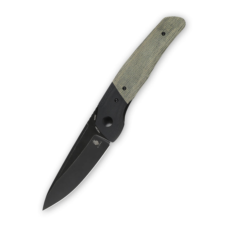 Kizer Arsenyan In-Yan Liner Lock Knife Black&Green G-10 V4573N1 (3.9" Satin)