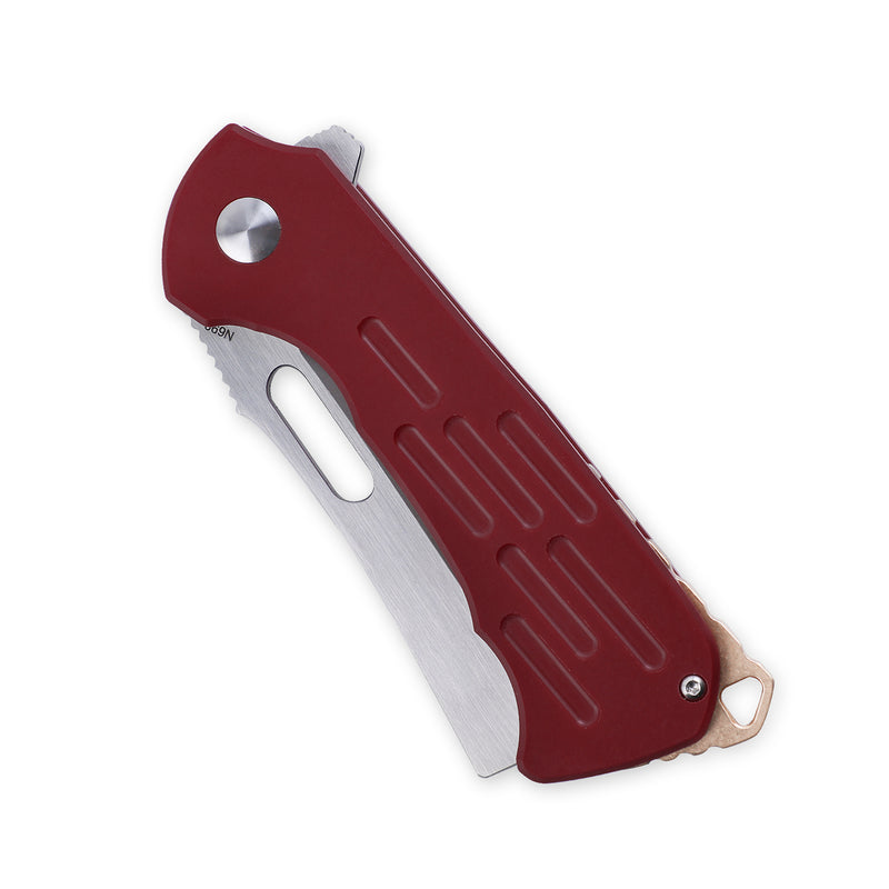 Kizer D.O.C.K. Quatch Cleaver Liner Lock Knife Red Micarta V3574N2 (2.9" Stonewash)