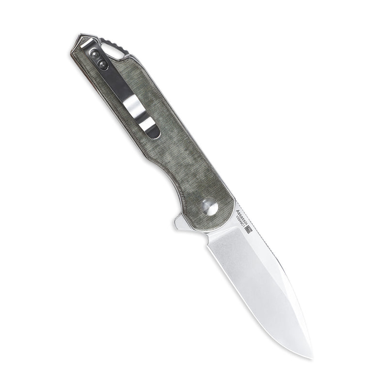 Kizer Assassin Button Lock Knife Green Micarta V3549C1