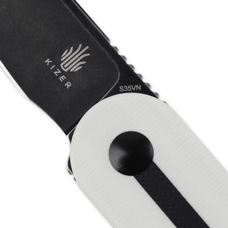 Kizer Azo/Liz Mini Bay Detent Slip Joint Knife White&Black G-10 Ki2583A1 (1.9" Satin)