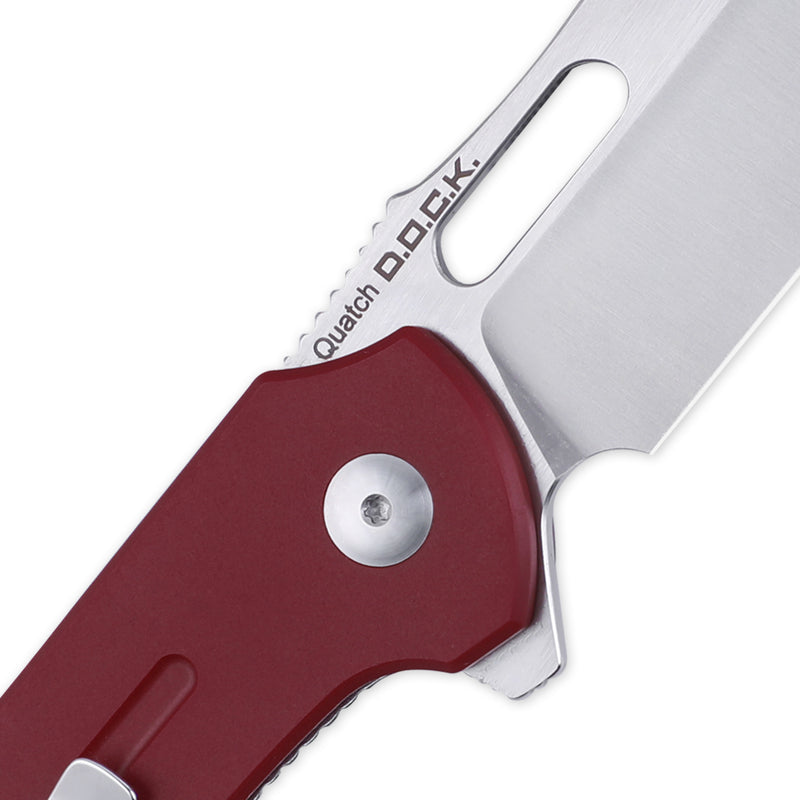 Kizer D.O.C.K. Quatch Cleaver Liner Lock Knife Red Micarta V3574N2 (2.9" Stonewash)