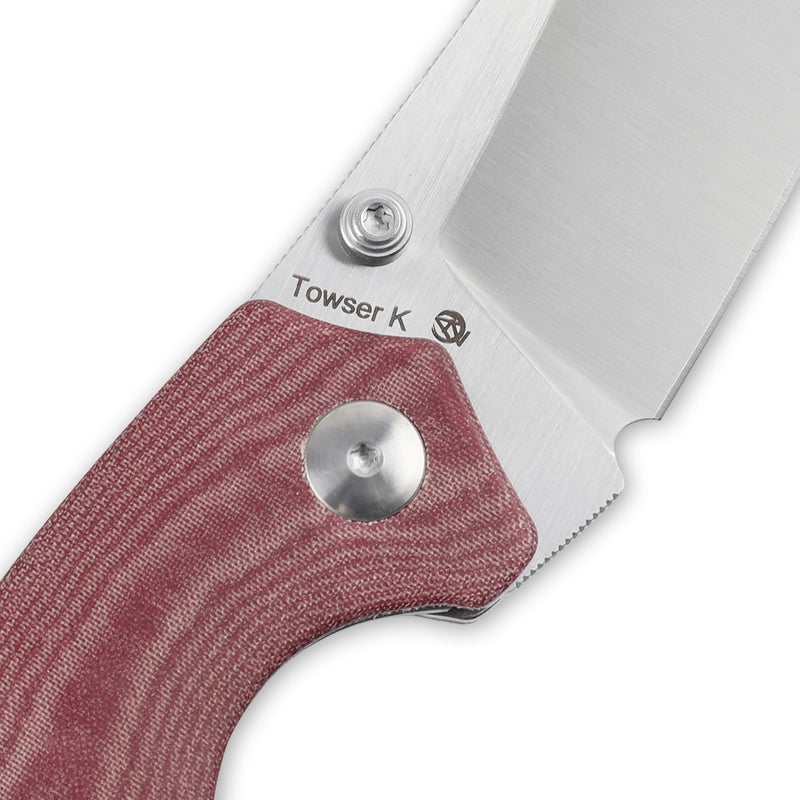 Kizer Azo Towser K Liner Lock Knife Red Micarta V4593C2 (3.39" Satin)