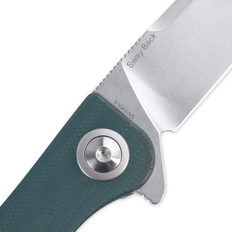 Kizer Swaggs Swayback Liner Lock Knife Green G-10 V3566N5 (2.99" SW)