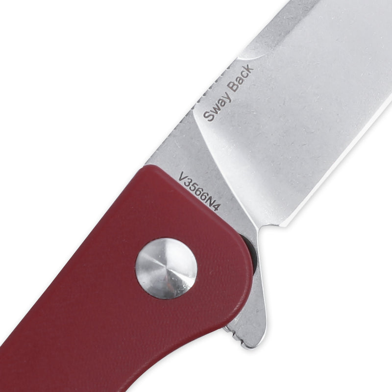 Kizer Swaggs Swayback Button Lock Knife Red Micarta V3566N4 (2.99" SW)
