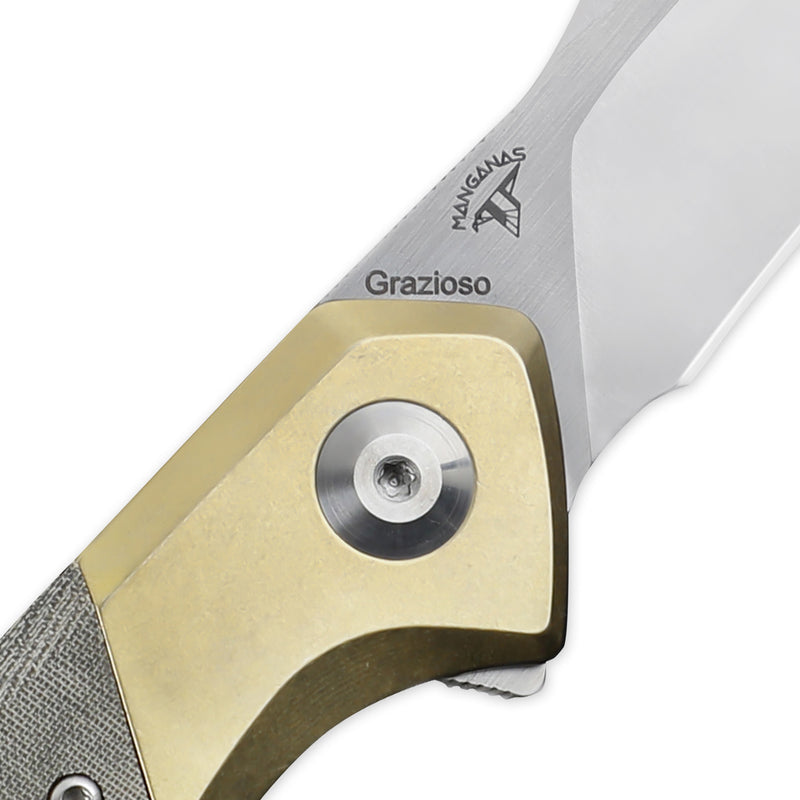 Kizer Manganas Grazioso Liner Lock Knife Green&Brass V4572N2 (3.3" Satin)
