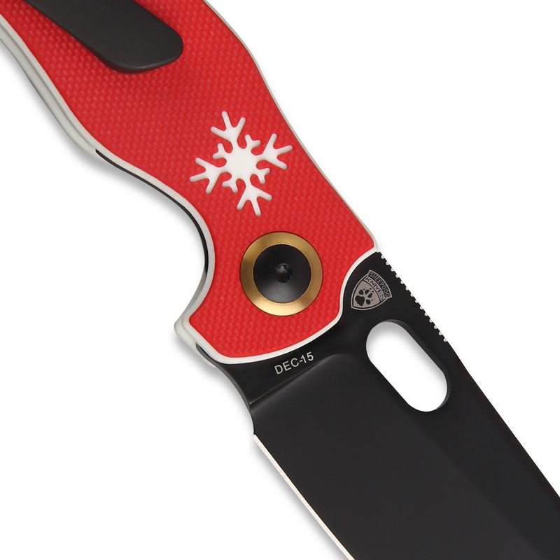 Kizer Friday Club | Christmas Mini Sheepdog C01c | 2.63" 154CM Blade | Red & White G10 Handle | V3488KFC1