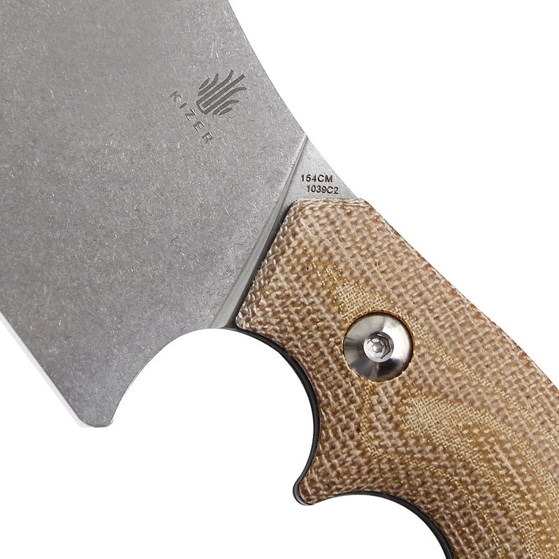 Kizer Butcher Fixed Blade Knife Micarta Brown 1039C2 (2.44" Stonewash)