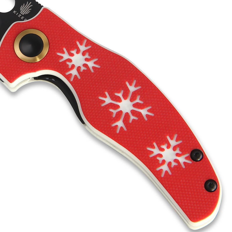 Kizer Friday Club | Christmas Mini Sheepdog C01c | 2.63" 154CM Blade | Red & White G10 Handle | V3488KFC1