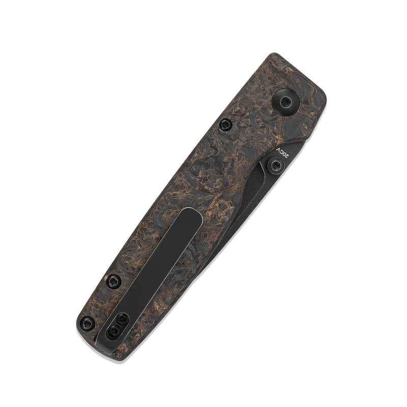 Kizer Original 20CV Blade Button Lock Knife Fatcarbon Handle Ki3605A2 (2.98” Black Stonewash)